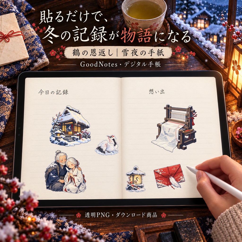 鶴の恩返し|雪夜の手紙|上位版デジタルステッカー