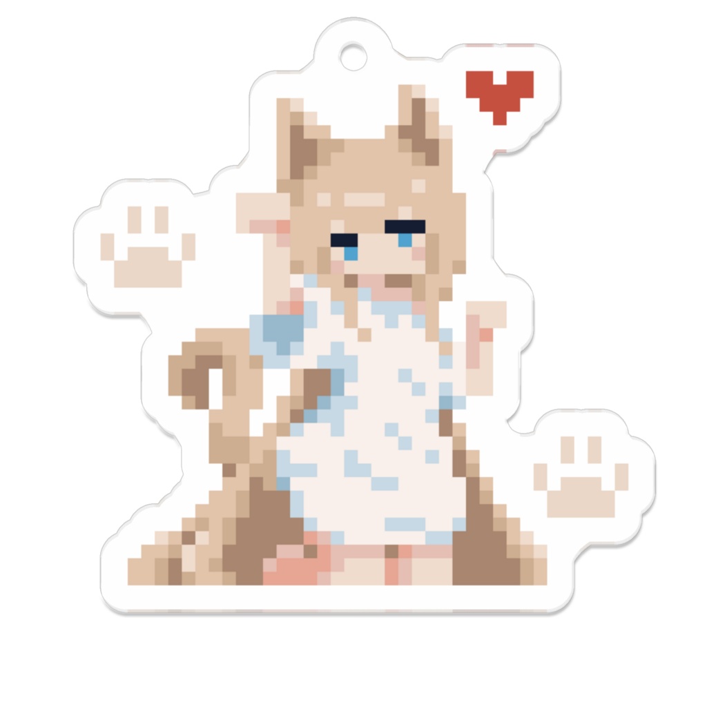【オリジナル】ドット絵アクリルキーホルダー　部屋着猫っ子