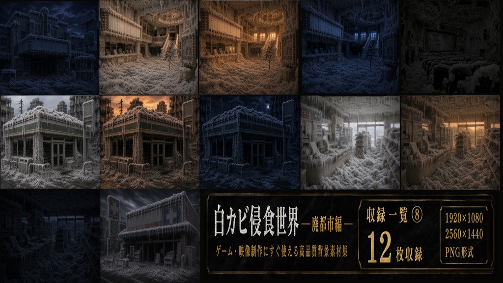白カビ浸食世界 廃都市編|高品質背景素材集【176枚収録】