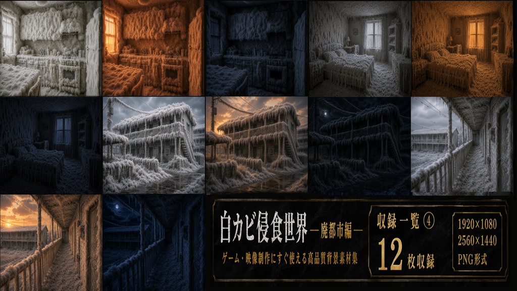 白カビ浸食世界 廃都市編|高品質背景素材集【176枚収録】