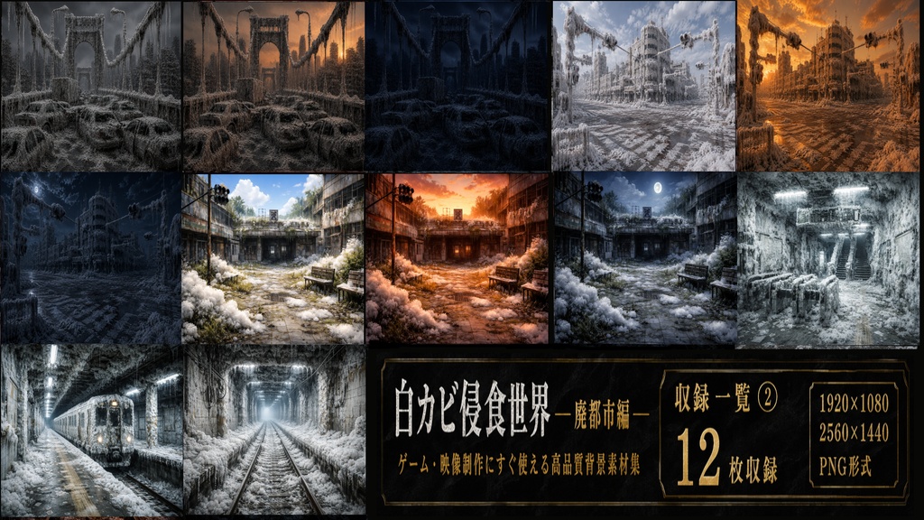 白カビ浸食世界 廃都市編|高品質背景素材集【176枚収録】