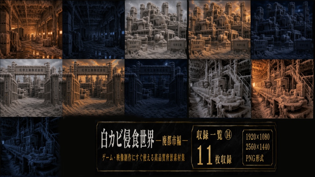 白カビ浸食世界 廃都市編|高品質背景素材集【176枚収録】