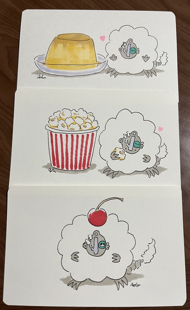 毛玉祝ボ手書きイラストカード