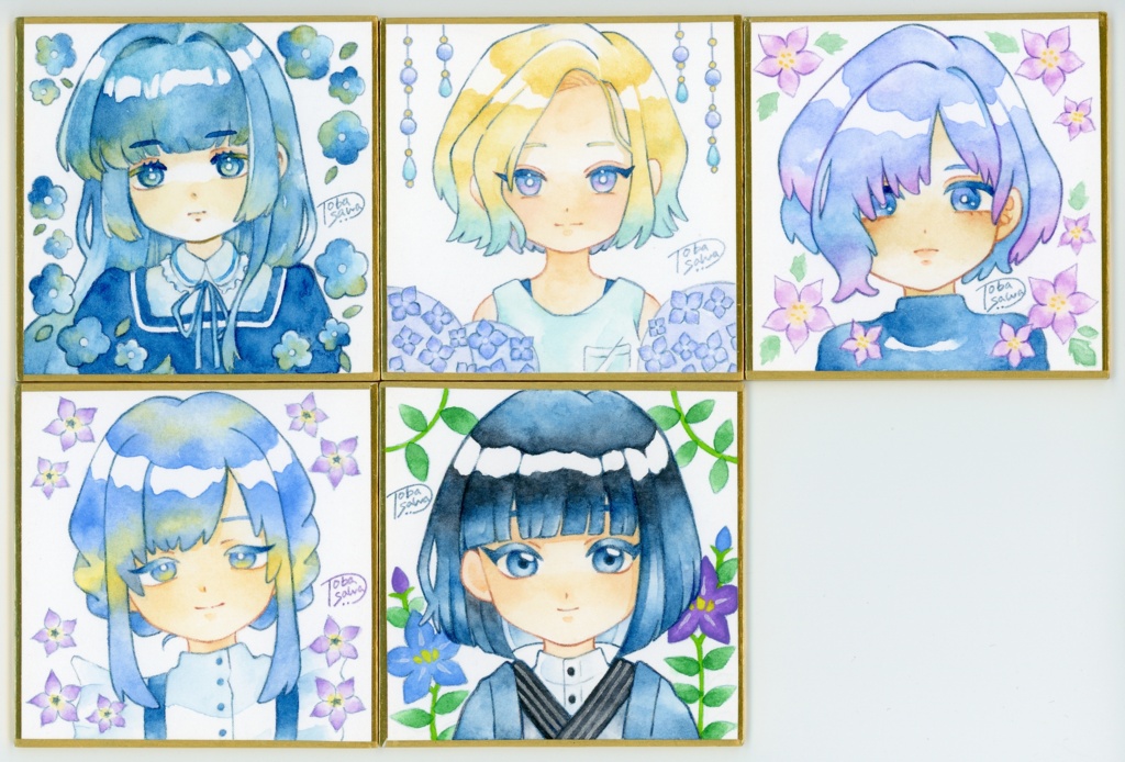 【豆色紙/原画】花の子(寒色)【2025/07】