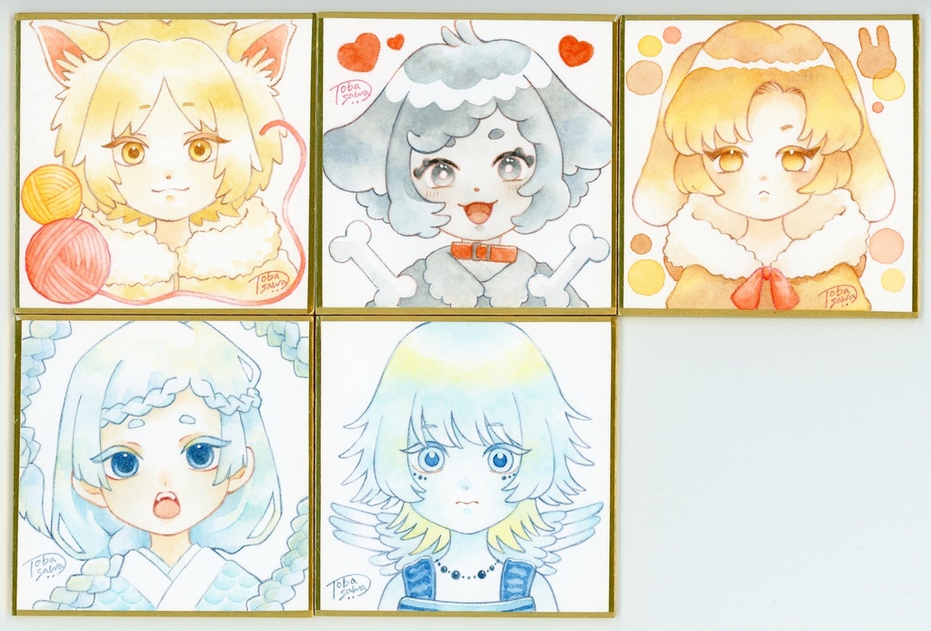 【豆色紙/原画】動物の子【2025/07】
