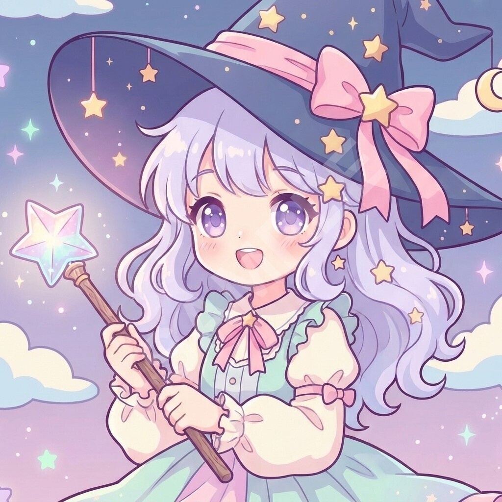 【SNSアイコン】パステルちび魔法少女「ミルラ」高画質アイコン素材