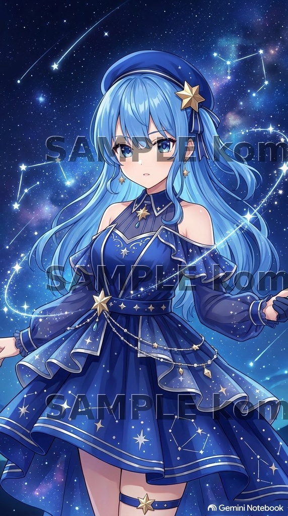 【スマホ壁紙】ホロライブ 星街すいせい風 高画質イラスト素材
