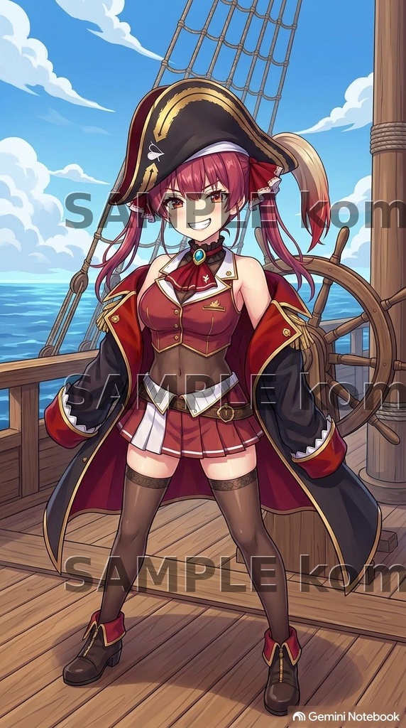 【スマホ壁紙】ホロライブ 宝鐘マリン風 高画質イラスト素材