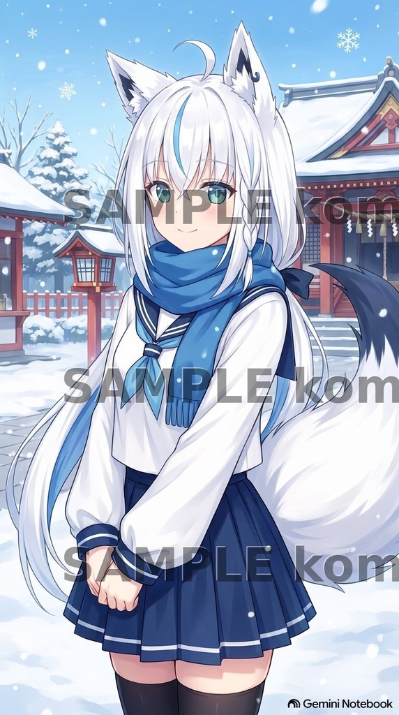 【スマホ壁紙】ホロライブ 白上フブキ風 高画質イラスト素材