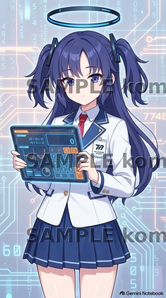 【スマホ壁紙】ブルーアーカイブ ユウカ風 高画質イラスト素材