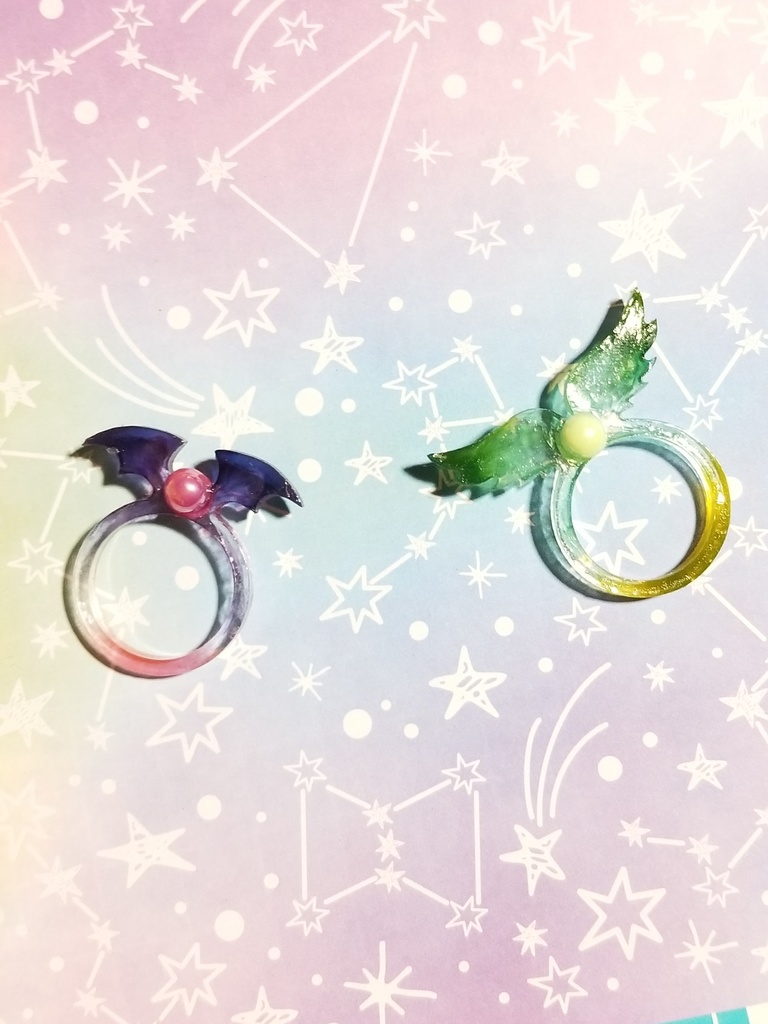 天使と悪魔の指輪【レジンハンドメイド】