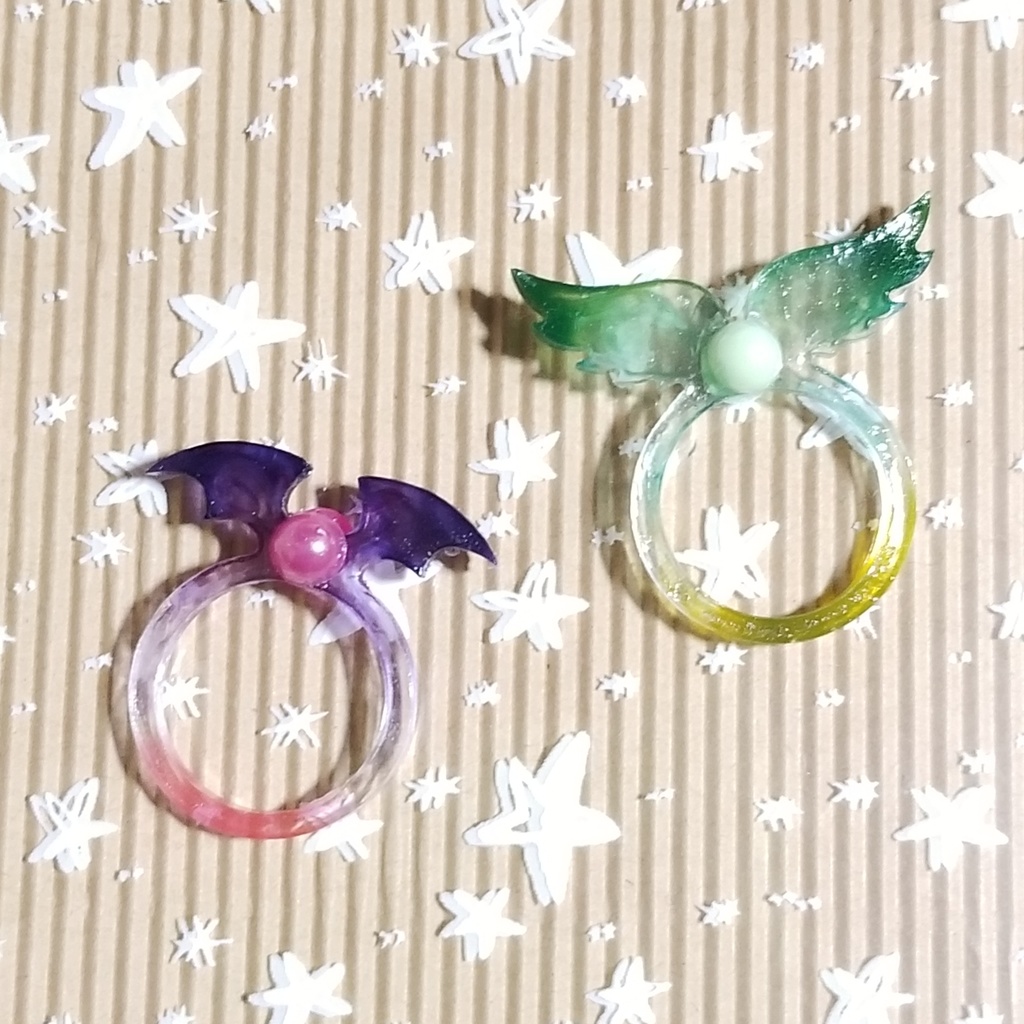天使と悪魔の指輪【レジンハンドメイド】