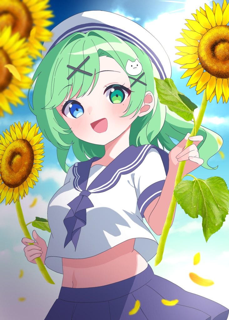 ひまわりとセーラー服モバイルバッテリー