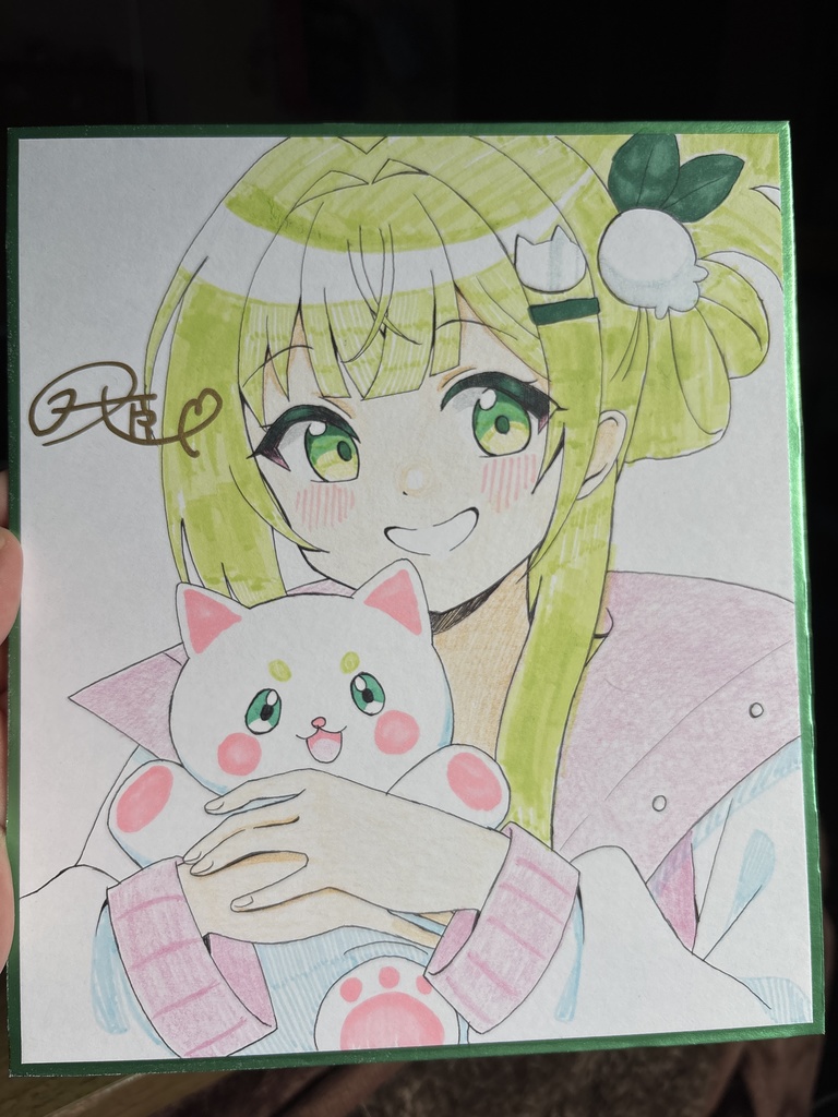 カラー色紙（夕姫と猫）