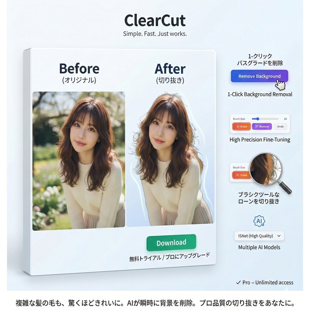 ClearCut – AI背景切り抜き 永久ライセンス