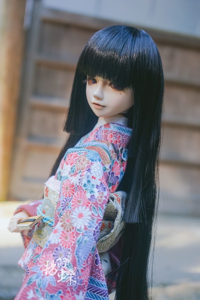 【完売・展示】SD/SD13少女 着物 小豆色 御所車に四季草花