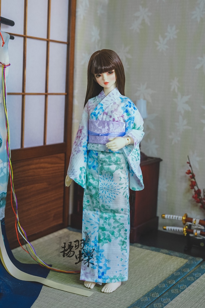 【売切・展示】1/4・1/3ドール用浴衣 紫陽花