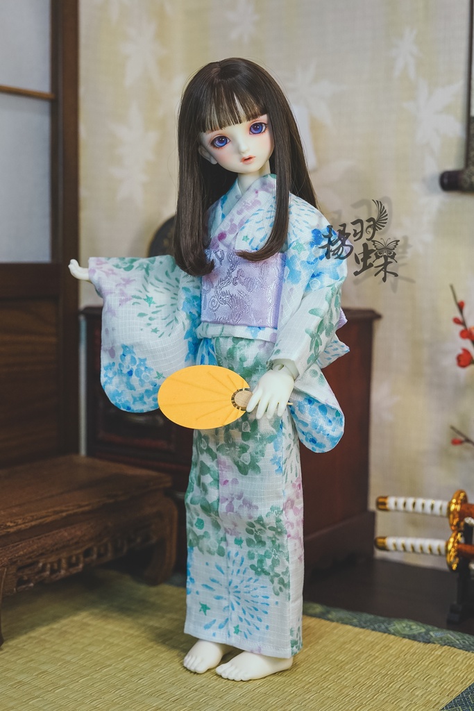 【売切・展示】1/4・1/3ドール用浴衣 紫陽花