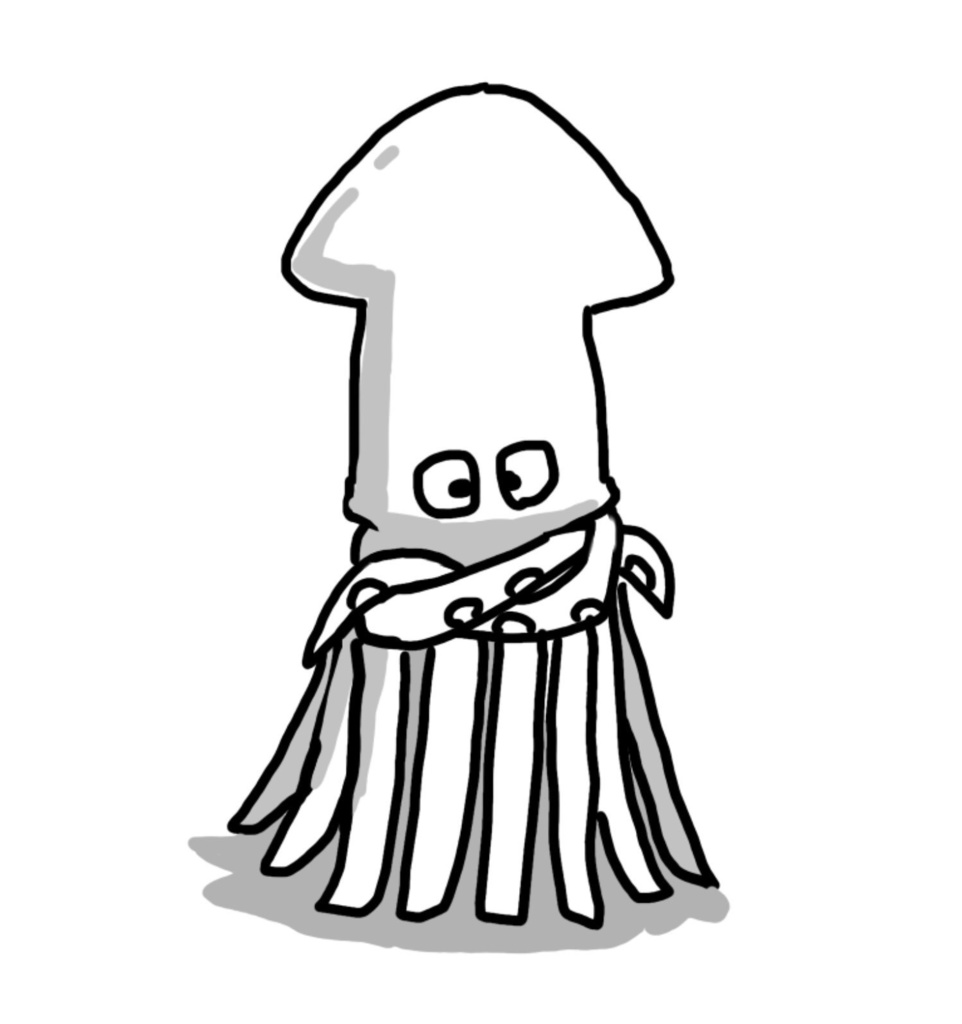 仁王立ちのイカ