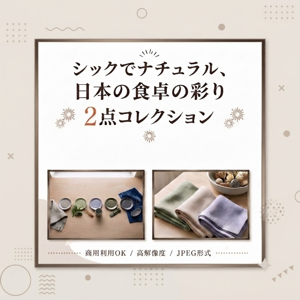 シックナチュラルテーブルコーディネート背景素材 JPEG 2点