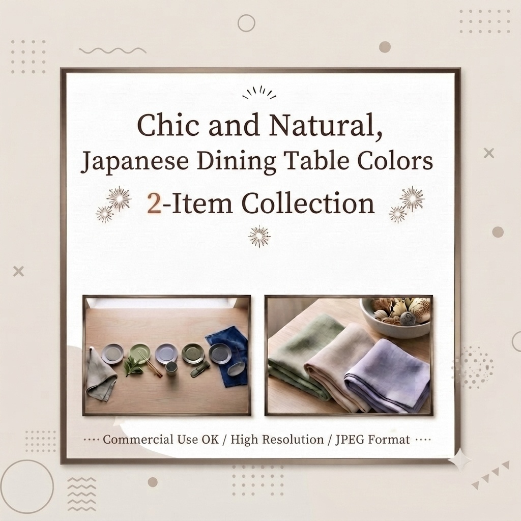 シックナチュラルテーブルコーディネート背景素材 JPEG 2点／Chic natural table coordination background material JPEG 2 items