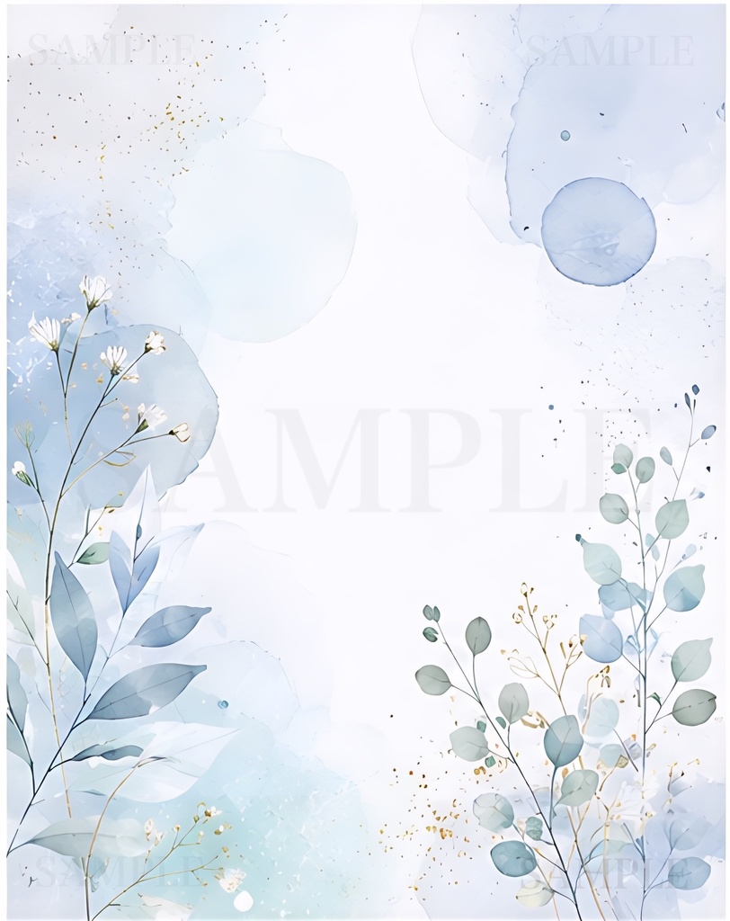  水彩ボタニカル背景素材 JPEG・PNG（背景透過）各1点