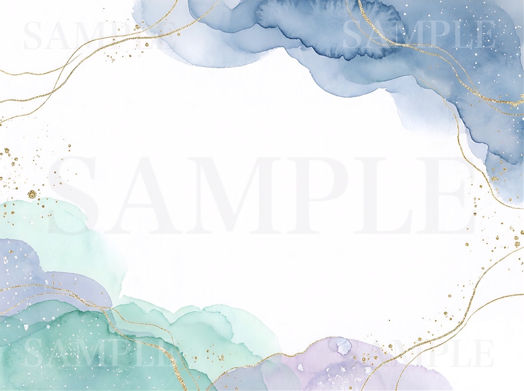 水彩アルコールインク風フレーム素材　JPEG・PNG （背景透過）各1点