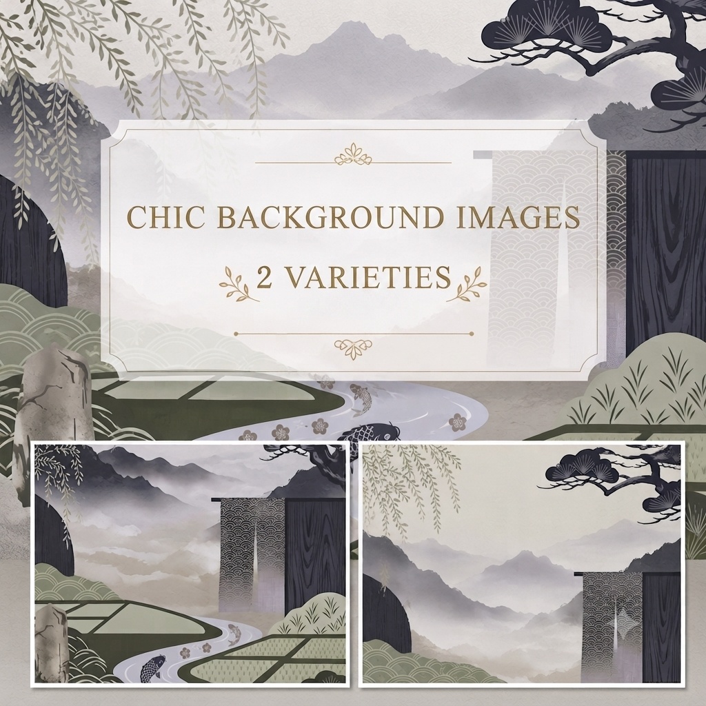 Feel the silence and sophistication of Japan, chic background material JPEG  2 items／和の静寂と洗練を感じる、シック背景素材　JPEG 2点