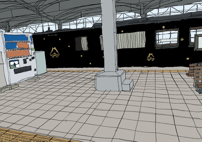 駅構内風景画_行橋駅