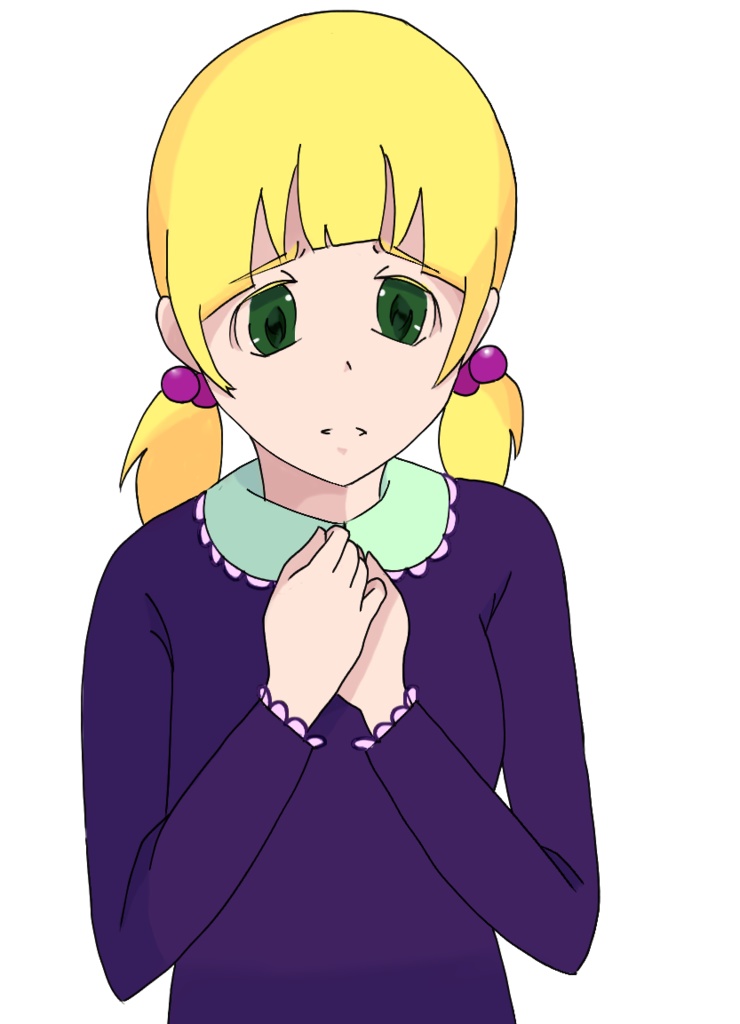 【無料】金髪おさげの不安げな女の子の立ち絵