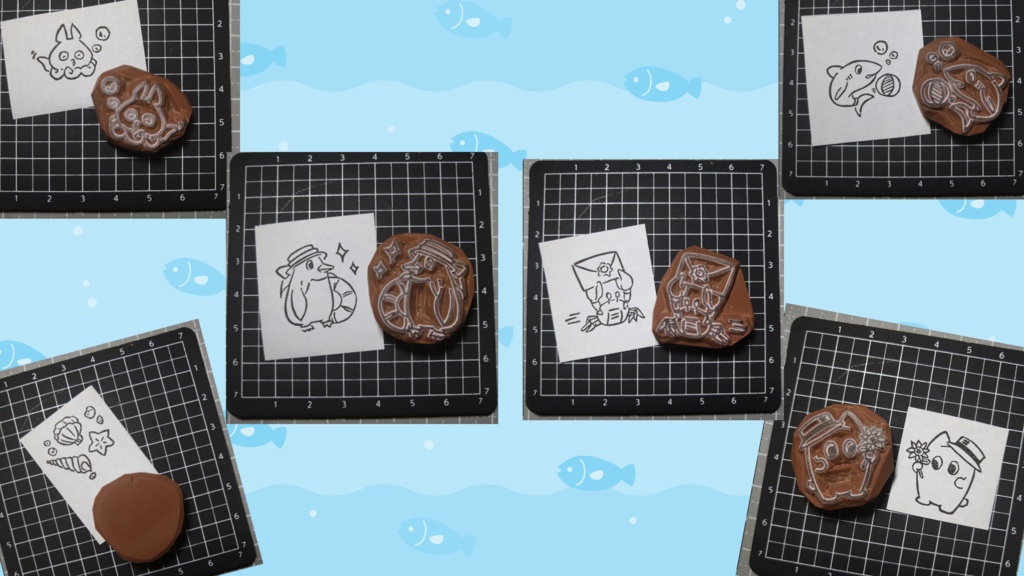 消しゴムはんこ　夏・海の生き物　