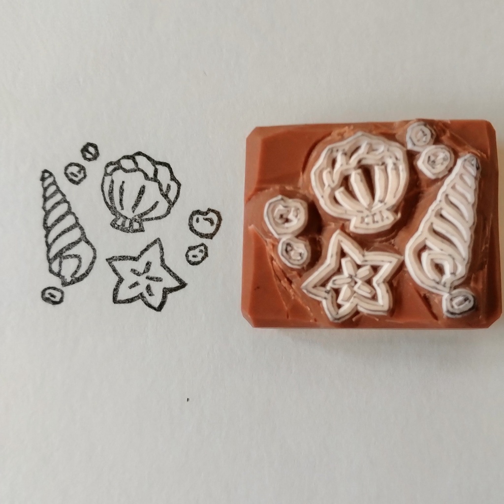 消しゴムはんこ 夏・海の生き物