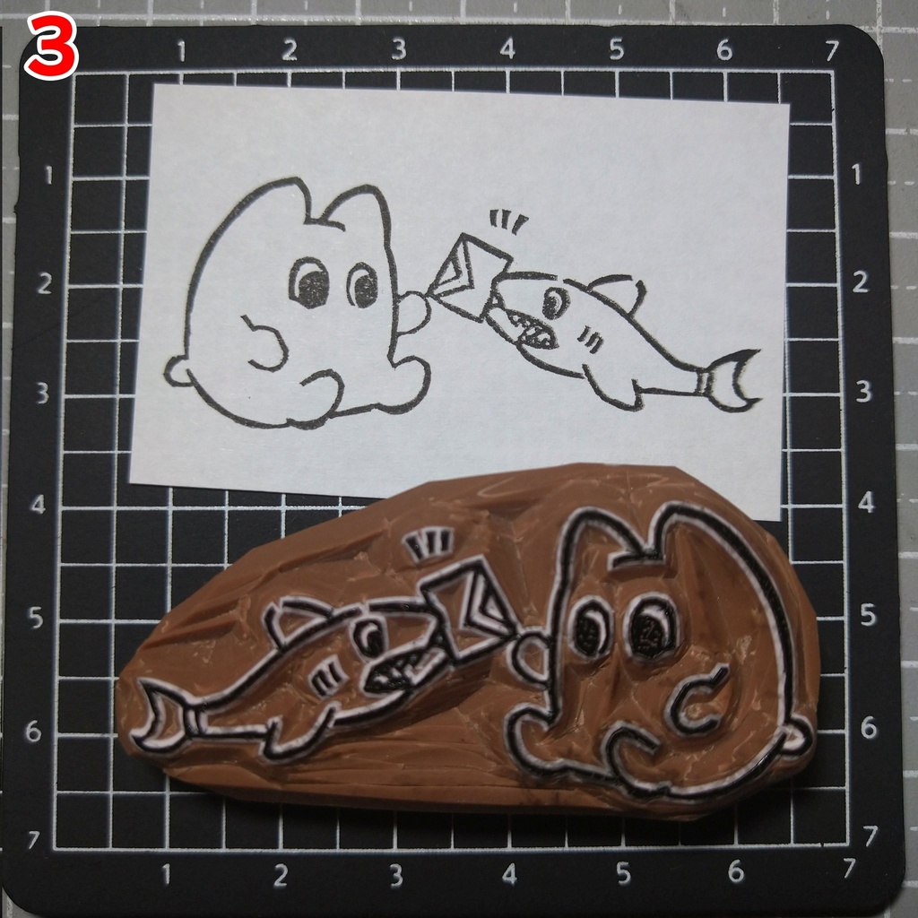 オリキャラ 消しゴムはんこ 徒歩ねことフープくん