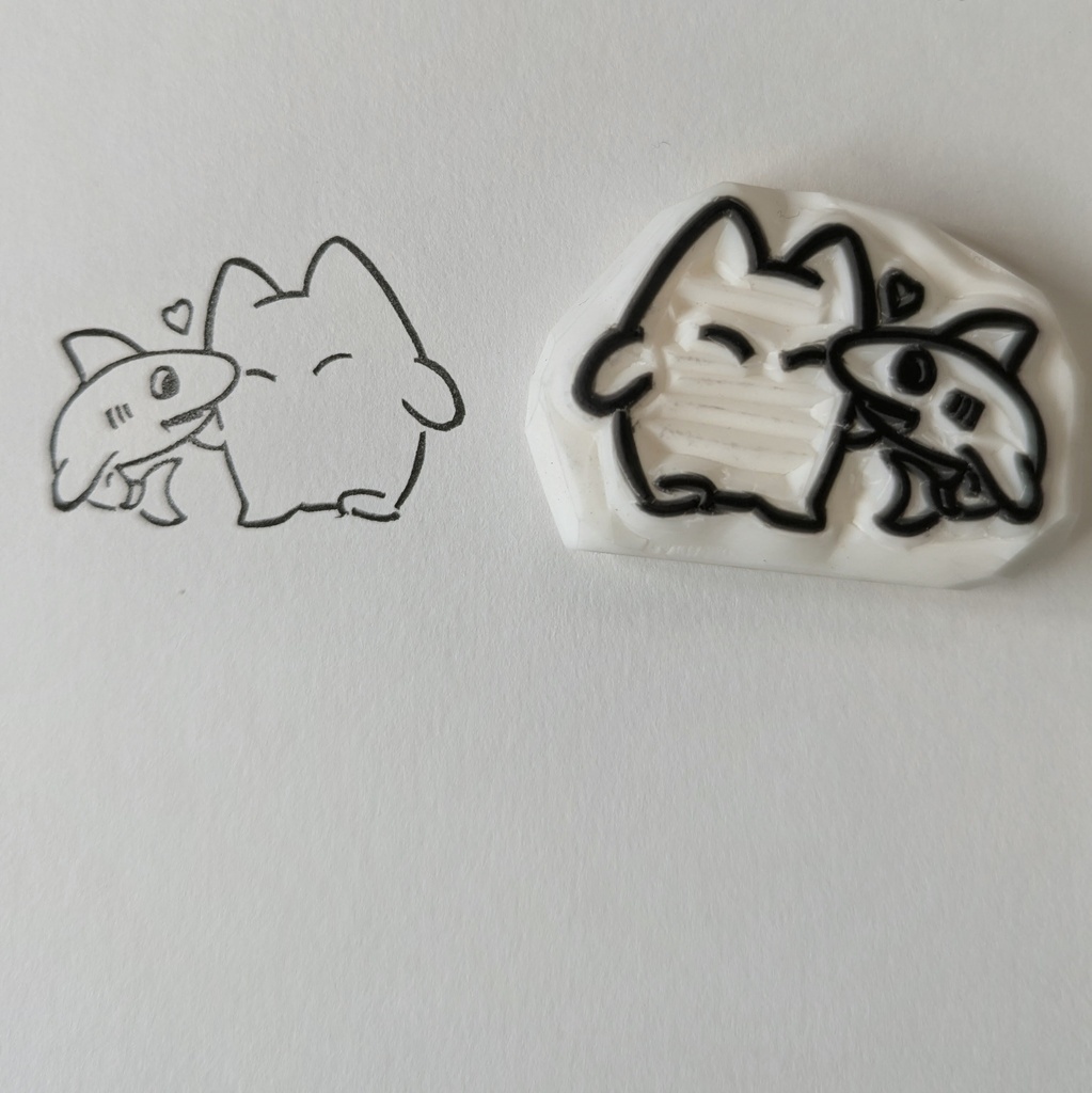 消しゴムはんこ イラストレーターさんオリキャラ 徒歩ねことフープくん