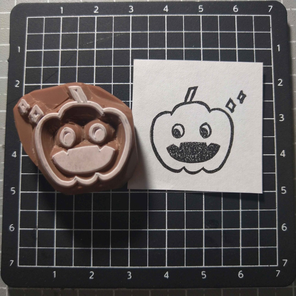 ハロウィンカボチャの消しゴムはんこ