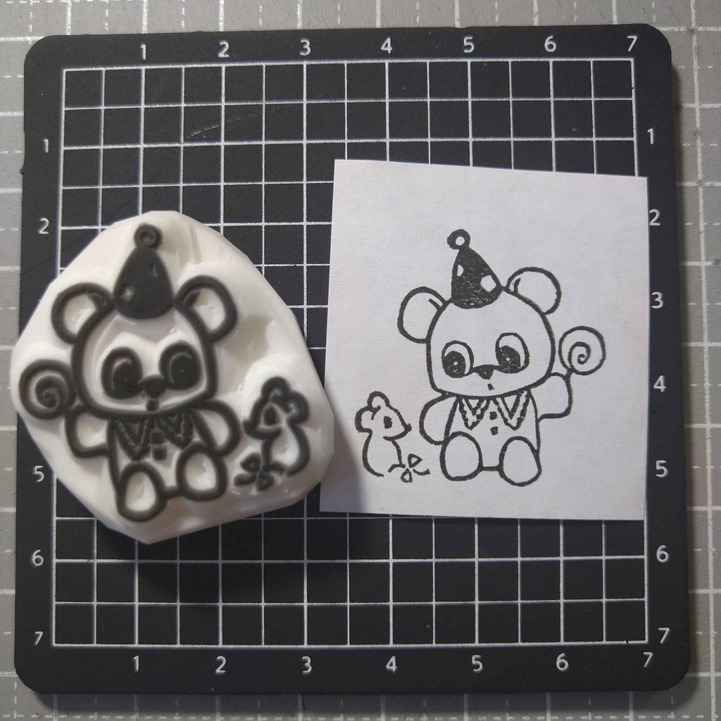 くまとネズミの消しゴムはんこ