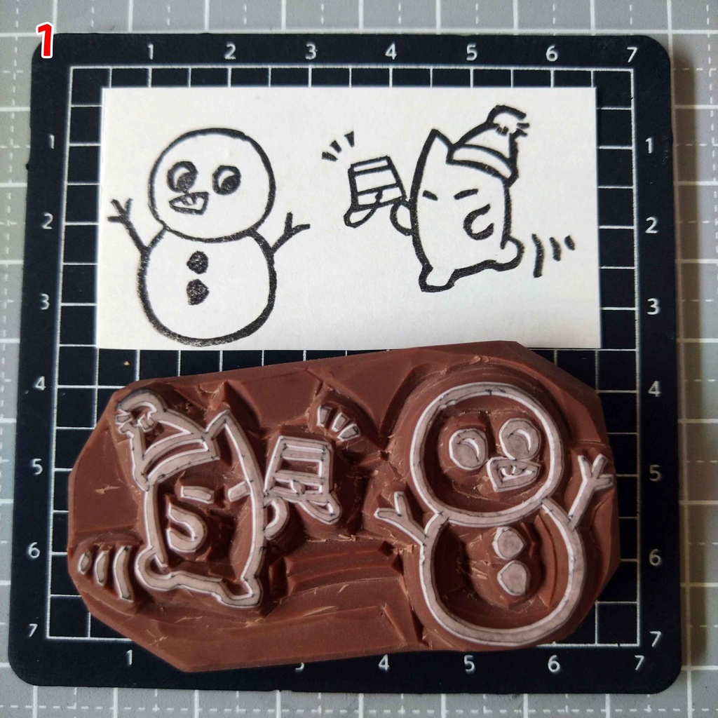 【1/31~2/1 単品50円引き】消しゴムはんこ 冬シリーズ たぬきときつね鍋もあります