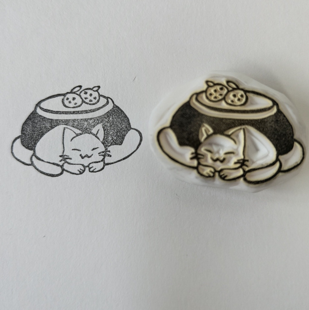 消しゴムはんこ 冬シリーズ たぬきときつねあります