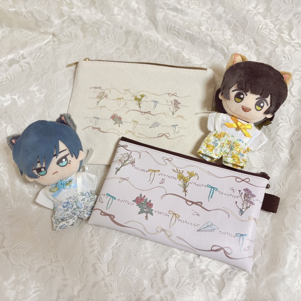 リボンとお花のふたりポーチ(2種)