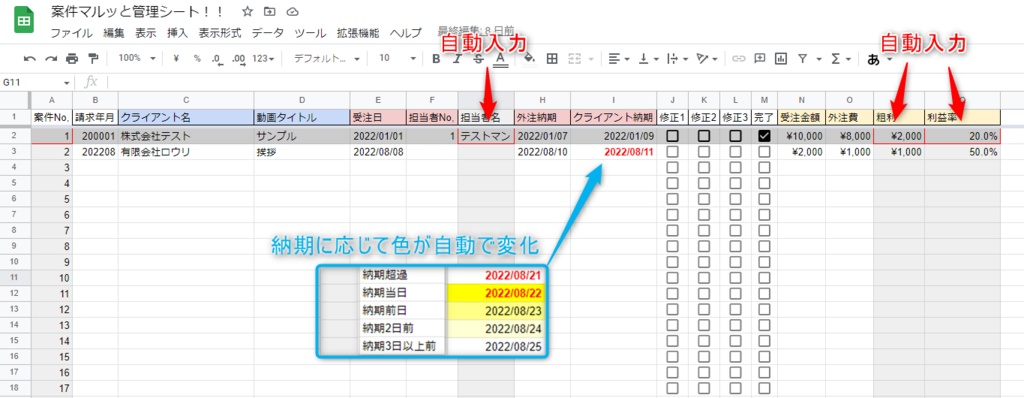 【動画編集者必見】失敗しない案件マルッと管理シート【スプレッドシート】