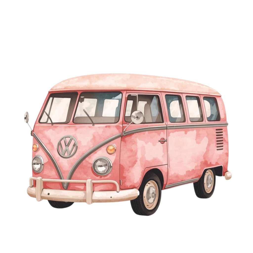 旅の水彩クリップアート ピンク×アンティーク風 15デザイン PNG素材