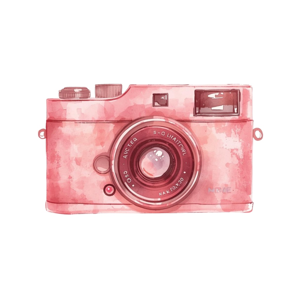 旅の水彩クリップアート ピンク×アンティーク風 15デザイン PNG素材