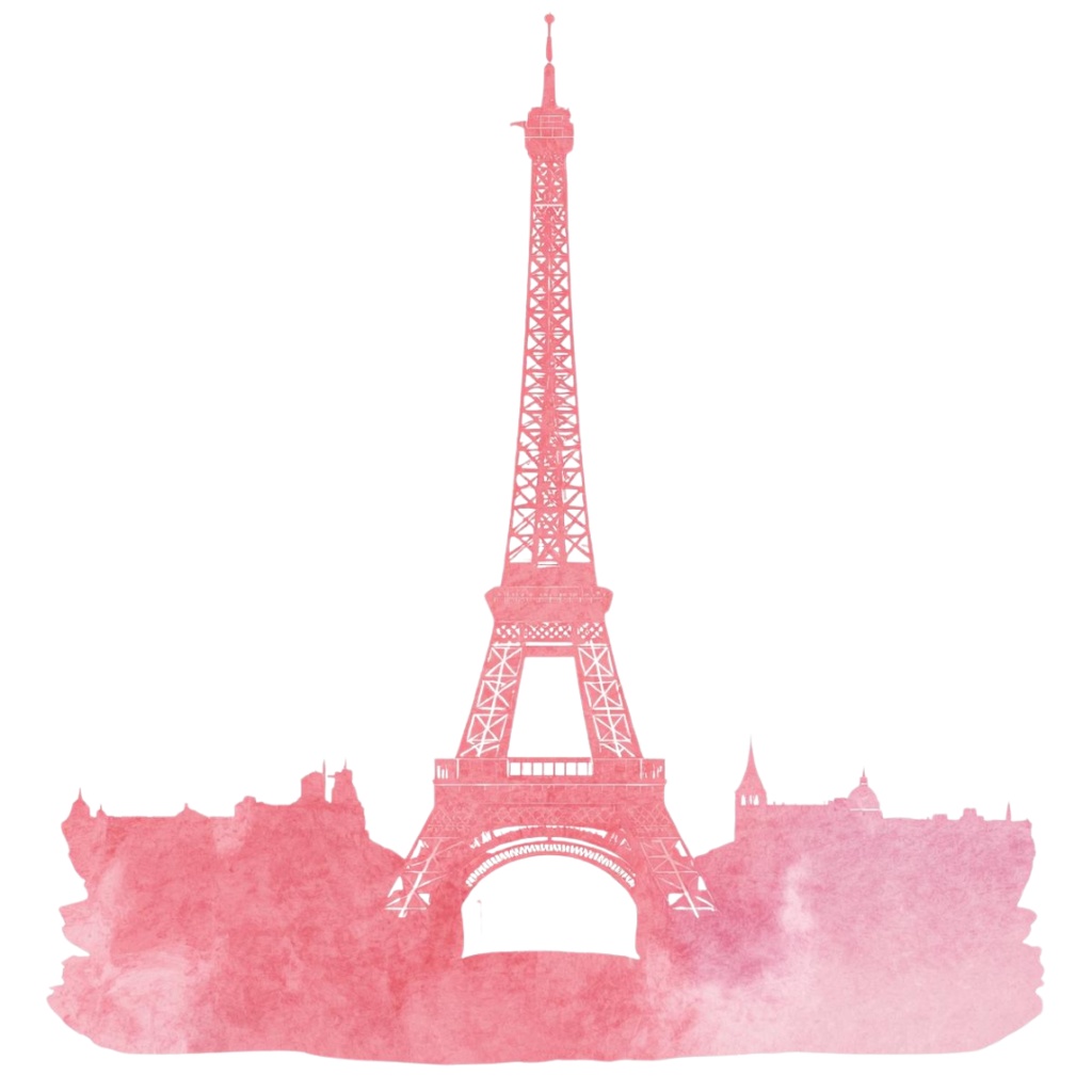 旅の水彩クリップアート ピンク×アンティーク風 15デザイン PNG素材