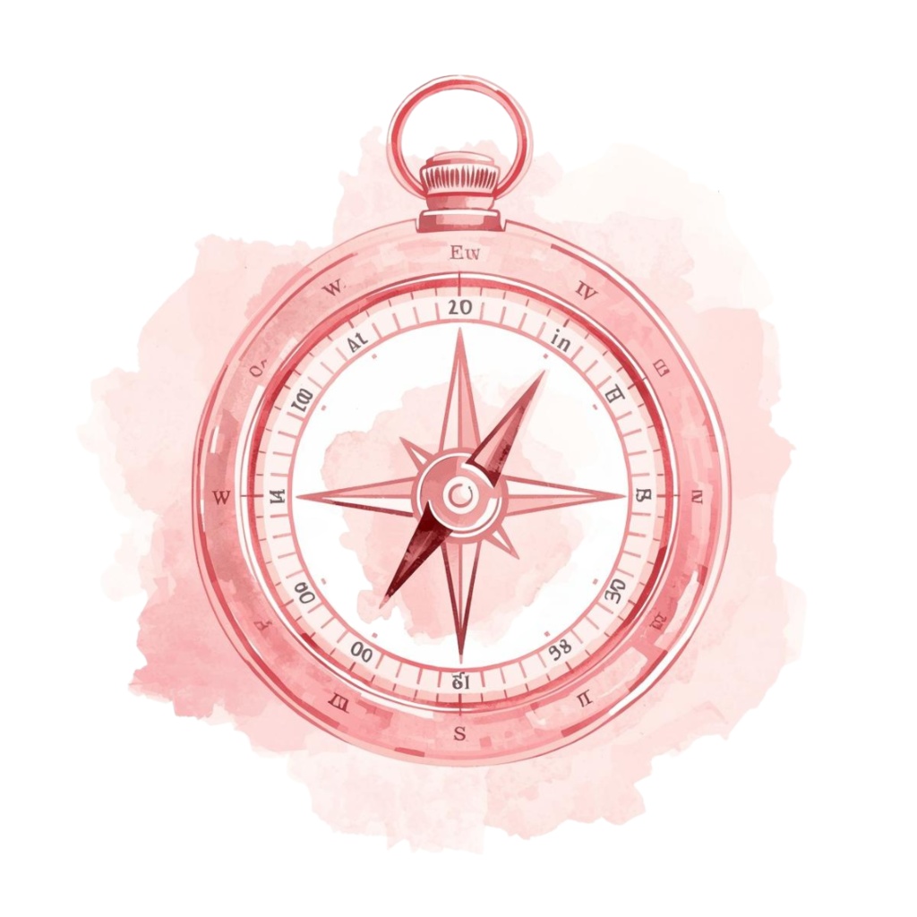 旅の水彩クリップアート ピンク×アンティーク風 15デザイン PNG素材