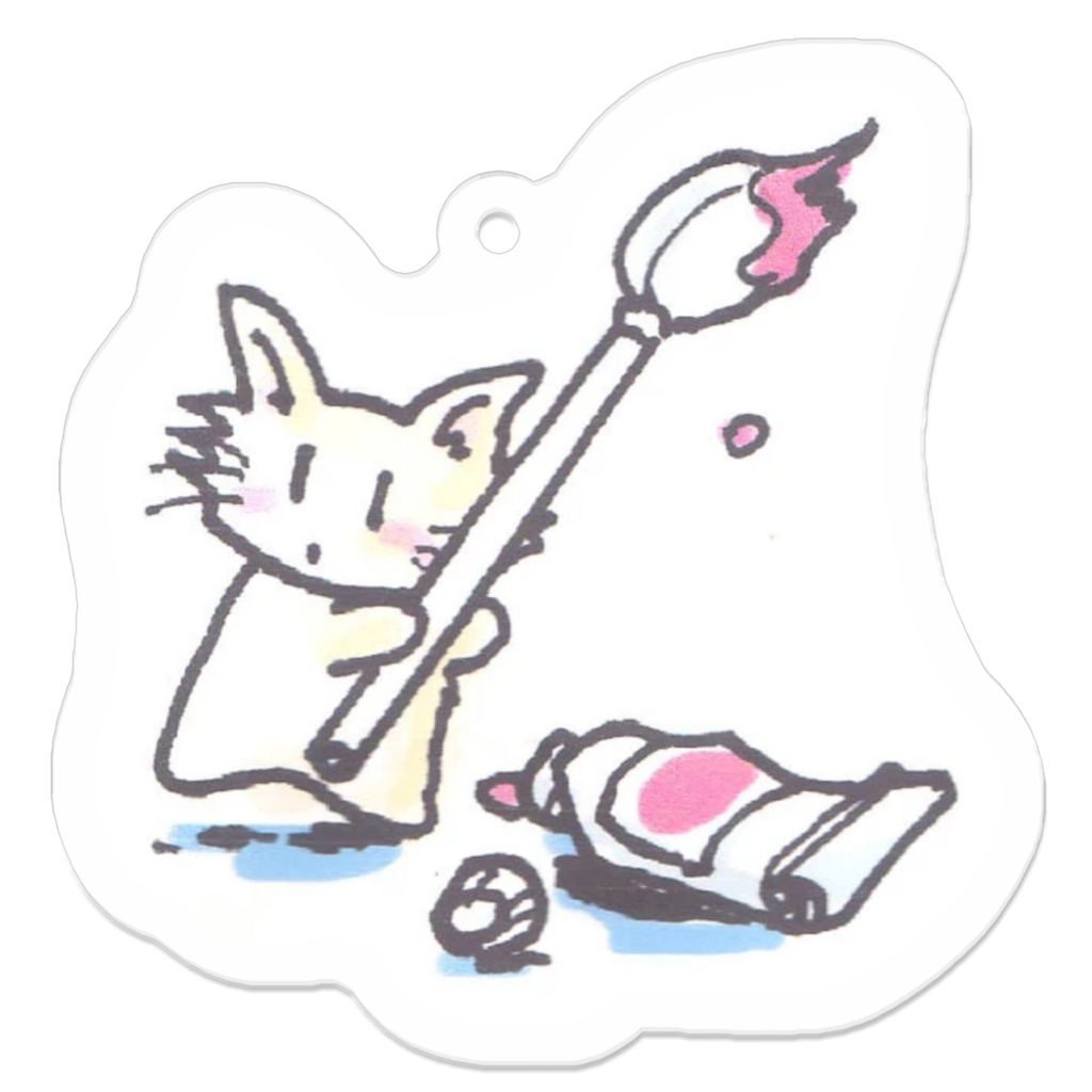 おえかき猫さんアクリルキーホルダー（コーティングあり）