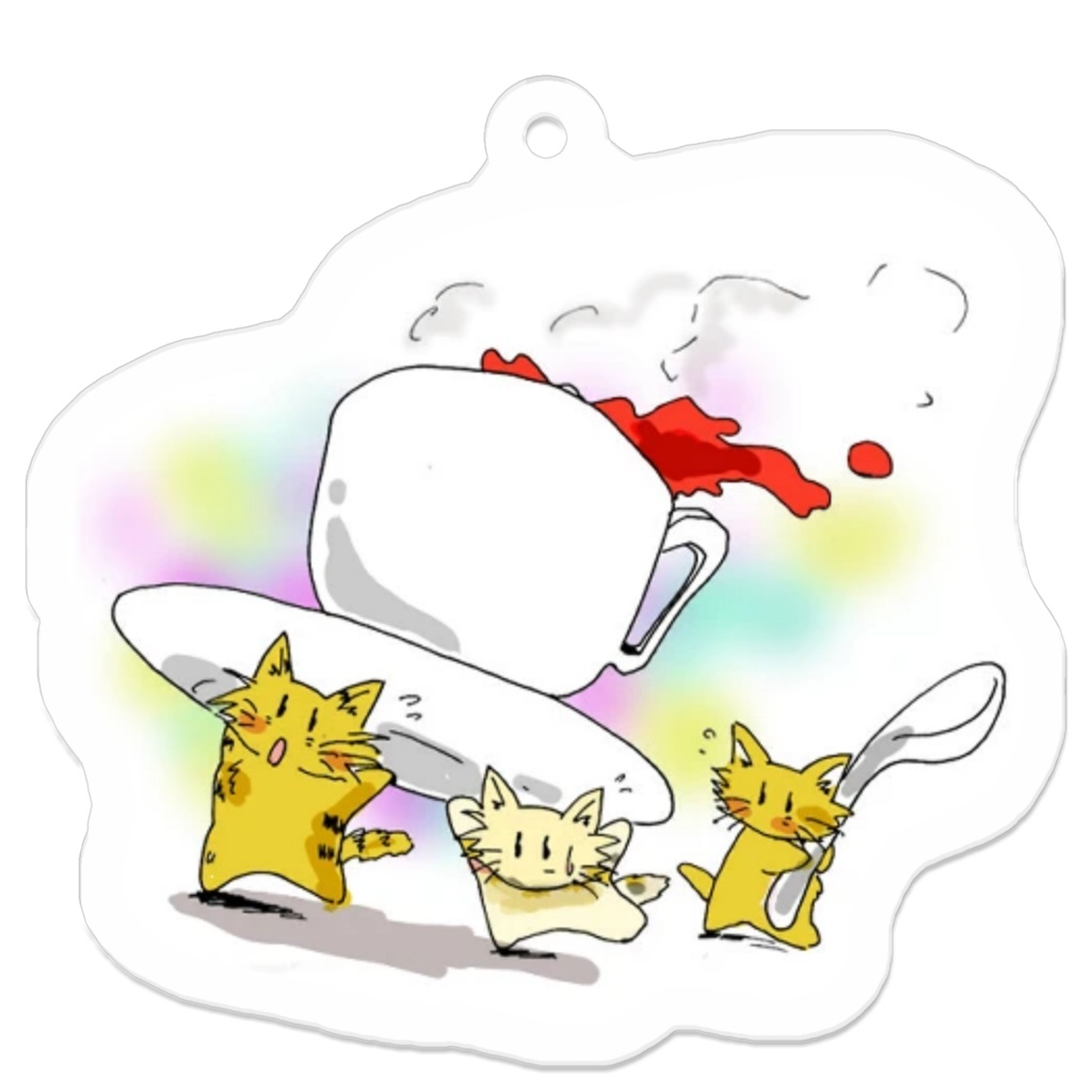 おてつだい猫さんアクリルキーホルダー(コーティングあり)