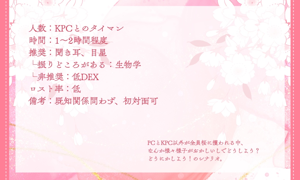 CoCシナリオ【花あかり君はなし】