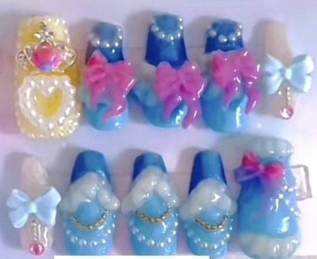 アイカツ スワンレイクブルーコーデ ゴシックネイル ネイルチップ 衣装ネイル 推し活 平成女児 ロリータ 痛ネイル ゴスロリ アイカツカード
