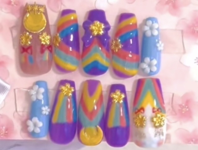 アイカツ 羽衣プリンセスコーデ ゴシックネイル ネイルチップ 衣装ネイル 推し活 平成女児 ロリータ 痛ネイル ゴスロリ アイカツカード