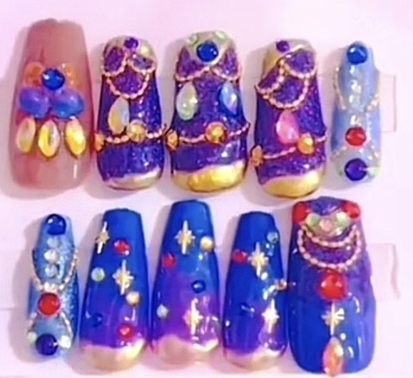 アイカツ アラビアンスパークルコーデ ゴシックネイル ネイルチップ 衣装ネイル 痛ネイル ゴスロリ アイカツカード 推し活 平成女児 ロリータ